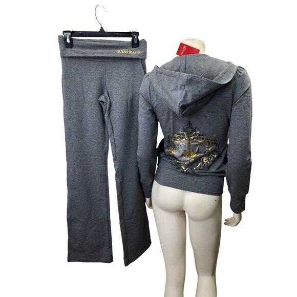 GUESS ZIP HOODIE & STRAIGHT‎ LEG SWEAT PANTS SET   Sm NWT - Picture 6 of 13